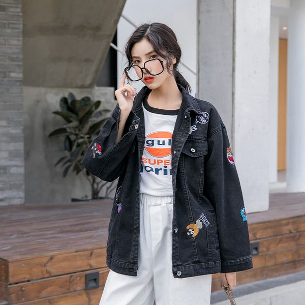 vintage bf denim jacket female new cartoon embroidery loose large size couples overalls jacket coat women plus size jeans jacket 210416, Black;brown
vintage bf denim jacket female new cartoon embroidery loose large size couples overalls jacket coat women plus size jeans jacket 210416, Black;brown