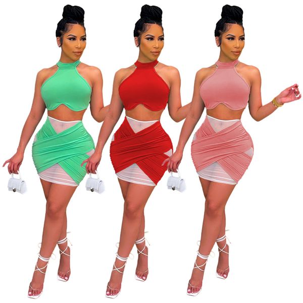 women splicing tracksuits fashion sleeveless crop short skirts two piece suits clothing designer female summer casual slim sets, Gray
women splicing tracksuits fashion sleeveless crop short skirts two piece suits clothing designer female summer casual slim sets, Gray