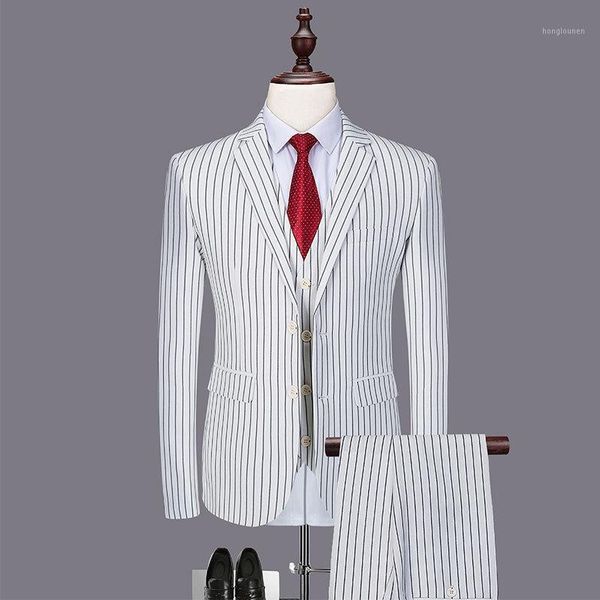 men's suits & blazers suit fashion slim striped three-piece (jacket + pants vest) business casual, White;black
men's suits & blazers suit fashion slim striped three-piece (jacket + pants vest) business casual, White;black
