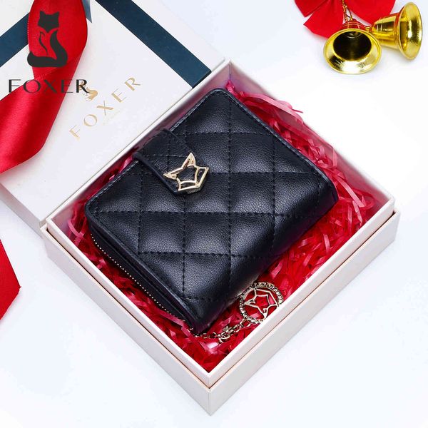 wallets foxer brand women genuine leather short wallet multi-function card holder girl's fashion female purse nqk8, Red;black
wallets foxer brand women genuine leather short wallet multi-function card holder girl's fashion female purse nqk8, Red;black