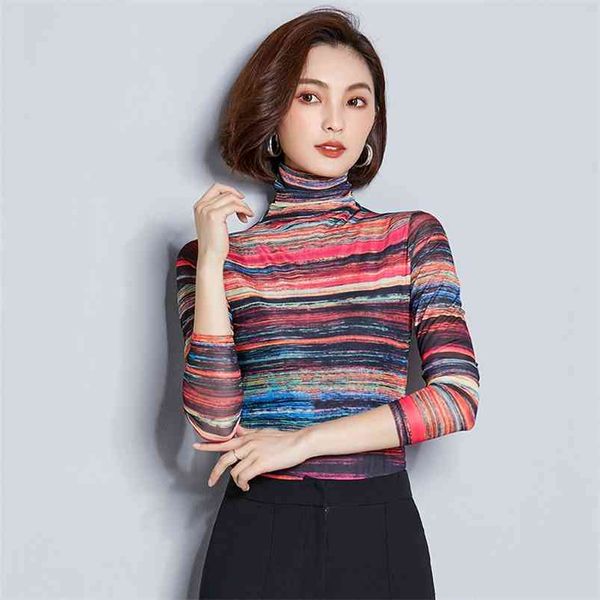 colored striped t shirt women mesh turtleneck long sleeve shirt knitted autumn winter camisas mujer t89608 210421, Black;gray
colored striped t shirt women mesh turtleneck long sleeve shirt knitted autumn winter camisas mujer t89608 210421, Black;gray