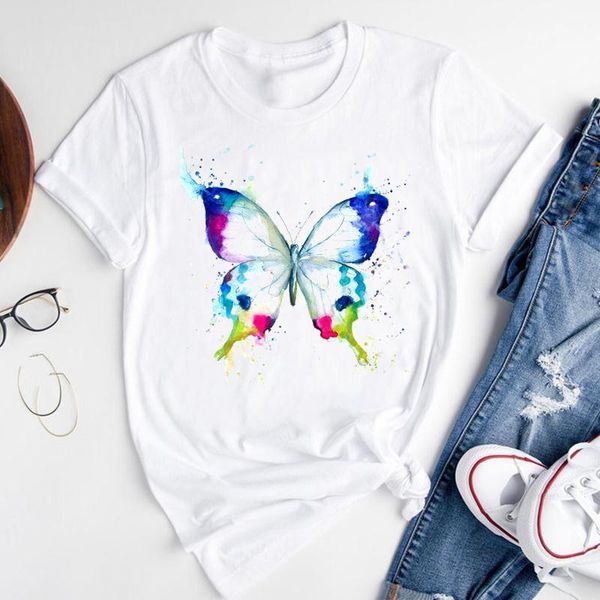 women's t-shirt women graphic watercolor butterfly 90s cute fashion print ladies short sleeve summer female clothes tees tshirt, White
women's t-shirt women graphic watercolor butterfly 90s cute fashion print ladies short sleeve summer female clothes tees tshirt, White