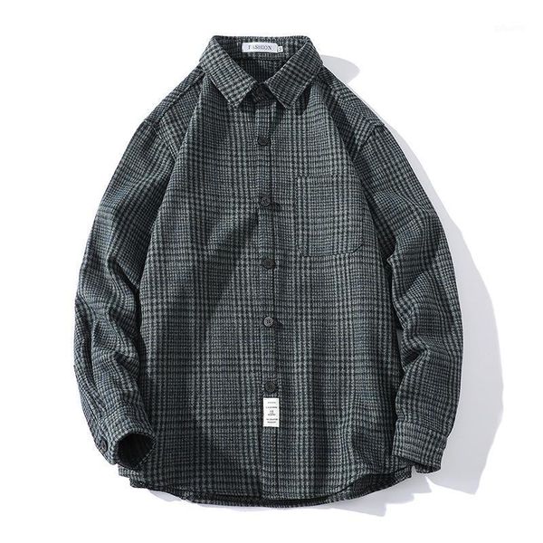men's casual shirts 2021 autumn winter shirt long sleeve plaid thick coat retro style boy turn-down collar, White;black
men's casual shirts 2021 autumn winter shirt long sleeve plaid thick coat retro style boy turn-down collar, White;black