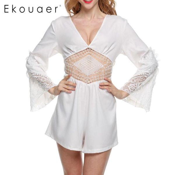 women's jumpsuits & rompers ekouaer women summer v-neck long sleeve patchwork slim hollow out backless romper high waist jumpsuit, Black;white
women's jumpsuits & rompers ekouaer women summer v-neck long sleeve patchwork slim hollow out backless romper high waist jumpsuit, Black;white
