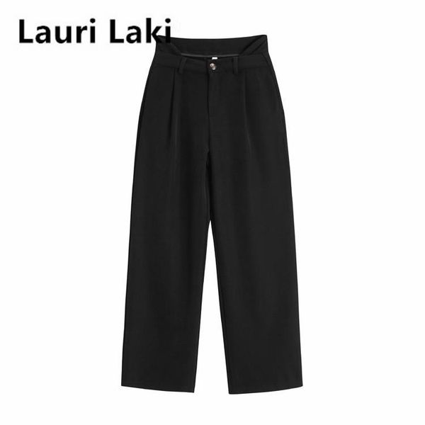 lauri laki straight pants black wide leg trosuers mujer office lady plus size elegant vintage high waist autumn 2021 women's & capris, Black;white
lauri laki straight pants black wide leg trosuers mujer office lady plus size elegant vintage high waist autumn 2021 women's & capris, Black;white