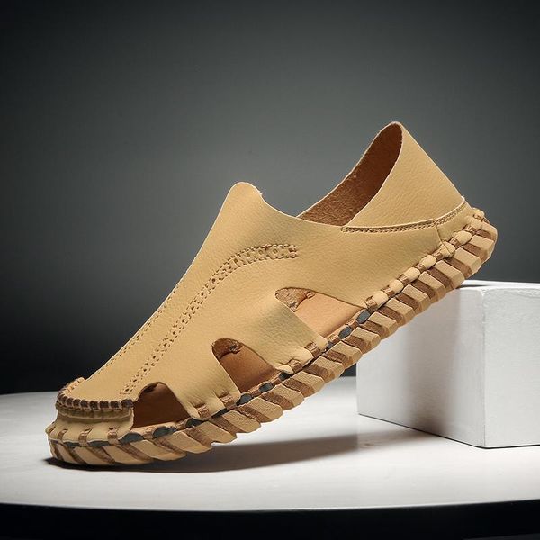 sandals genuine leather men's summer business casual shoes outdoor beach wading slippers roman mens water, Black
sandals genuine leather men's summer business casual shoes outdoor beach wading slippers roman mens water, Black