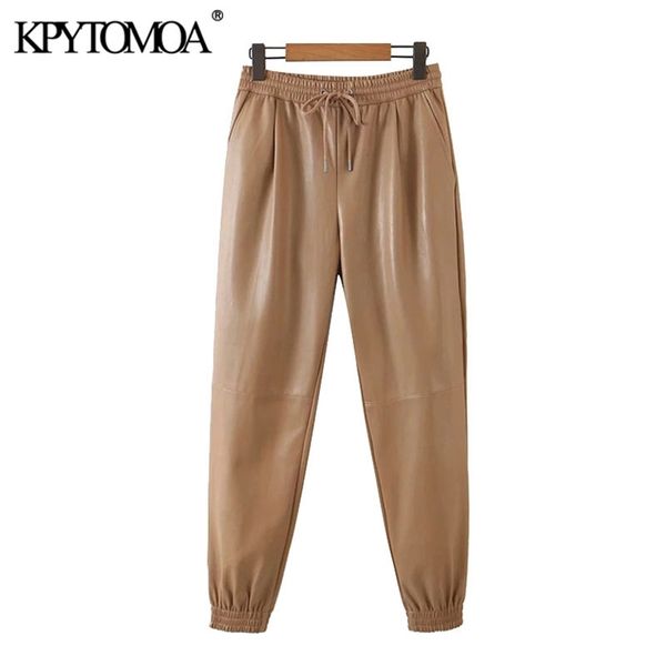 women fashion with drawstring faux leather pants vintage high elastic waist pockets female ankle trousers mujer 210420, Black;white
women fashion with drawstring faux leather pants vintage high elastic waist pockets female ankle trousers mujer 210420, Black;white