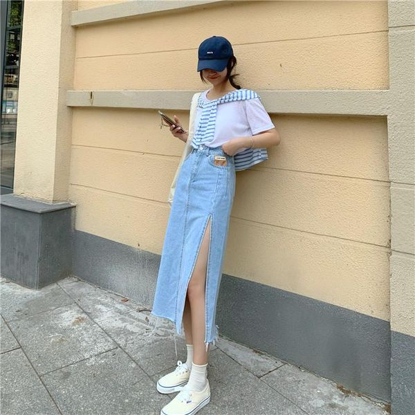 skirts summer women high waist hem single slits zipper a-line demin skirt vintage jeans female straight side split pencil, Black
skirts summer women high waist hem single slits zipper a-line demin skirt vintage jeans female straight side split pencil, Black