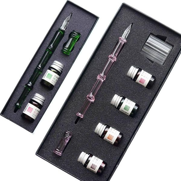 fountain pens bamboo rhyme handmade glass pen set color ink dip gift box student with vibrating water
fountain pens bamboo rhyme handmade glass pen set color ink dip gift box student with vibrating water