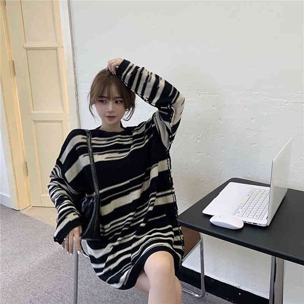 jxmyy early autumn new striped lazy style loose pullover jacket sweater women's clothing 210412, White;black
jxmyy early autumn new striped lazy style loose pullover jacket sweater women's clothing 210412, White;black