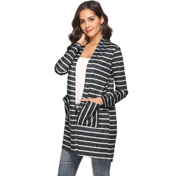 women's jackets 2021 trend fashion woman open stitch long coats striped pockets sleeve casual female, Black;brown
women's jackets 2021 trend fashion woman open stitch long coats striped pockets sleeve casual female, Black;brown