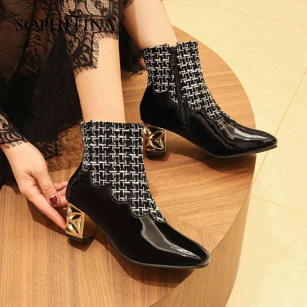 sophitina heels ankle boots for women woven cloth with leather elegant fashion zipper women shoes po761 210513, Black
sophitina heels ankle boots for women woven cloth with leather elegant fashion zipper women shoes po761 210513, Black