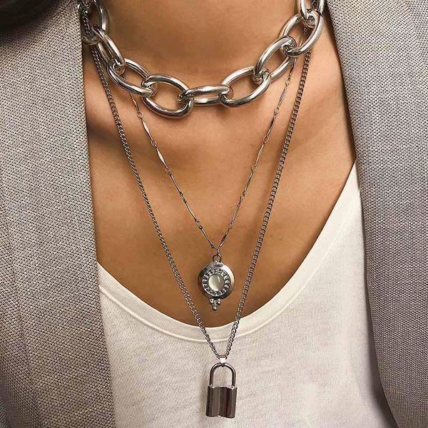pendant necklaces 2021 punk statement metal locket long necklace charm padlock layered women fashion gothic jewelry collar nl233, Silver
pendant necklaces 2021 punk statement metal locket long necklace charm padlock layered women fashion gothic jewelry collar nl233, Silver