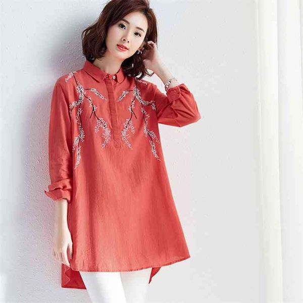 spring arts style women long sleeve loose shirts vintage embroidery cotton turn-down collar blouse plus size s626 210512, White
spring arts style women long sleeve loose shirts vintage embroidery cotton turn-down collar blouse plus size s626 210512, White