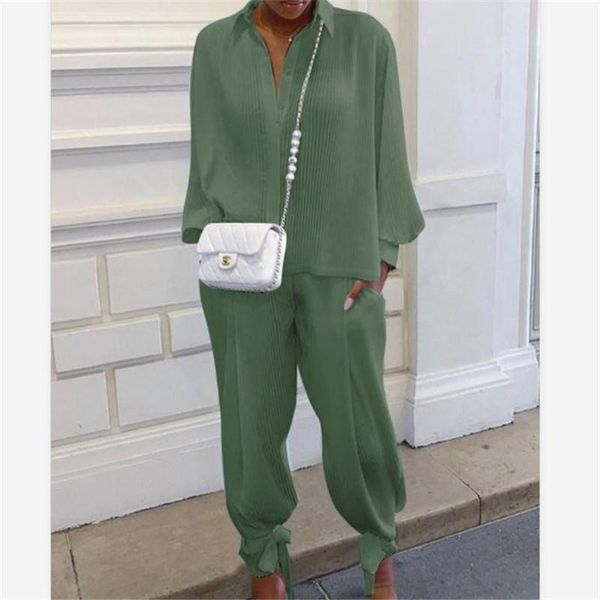 women's tracksuits 2pcs loose casual suits long sleeves buttons + pants lady spring autumn clothing sets femme outfits solid color, Gray
women's tracksuits 2pcs loose casual suits long sleeves buttons + pants lady spring autumn clothing sets femme outfits solid color, Gray