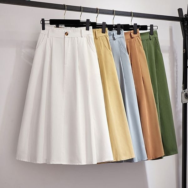 summer autumn slim mid-length korean-style high-waist a- line pocket skirt womens clothes button casual cotton skirt 210420, Black
summer autumn slim mid-length korean-style high-waist a- line pocket skirt womens clothes button casual cotton skirt 210420, Black