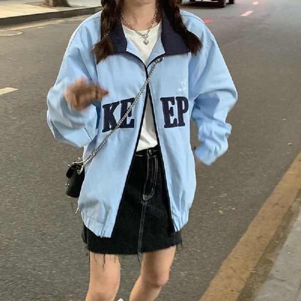 women's jackets korean punk jacket letter embroidery casual vintage autumn long-sleeved coat streetwear harajuku oversized outerwear, Black;brown
women's jackets korean punk jacket letter embroidery casual vintage autumn long-sleeved coat streetwear harajuku oversized outerwear, Black;brown