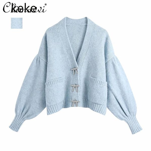 women's knits & tees bow rhinestone sweater knitted cardigan sweet blue lantern sleeve female long casual cropped, White
women's knits & tees bow rhinestone sweater knitted cardigan sweet blue lantern sleeve female long casual cropped, White