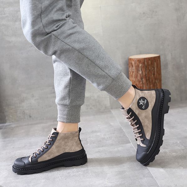spring and winter new personalized fashion single comfortable round head flat heel high youth trend men's shoes, Black
spring and winter new personalized fashion single comfortable round head flat heel high youth trend men's shoes, Black