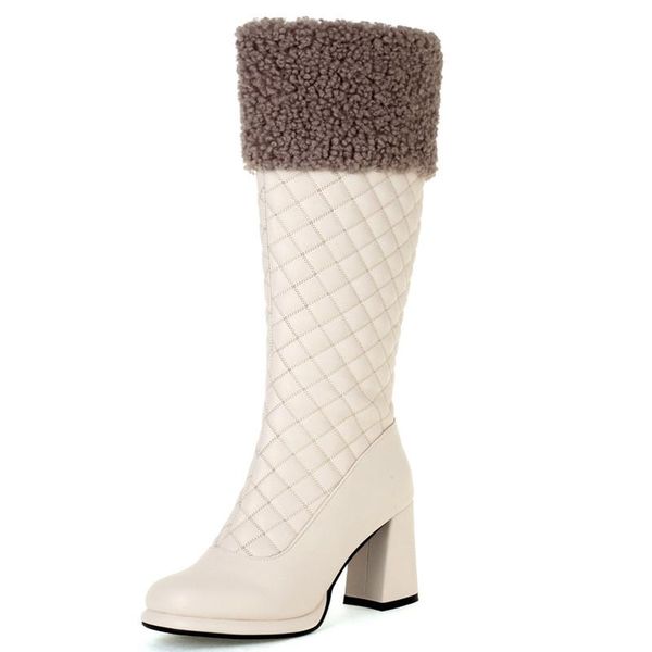 boots style stitching plaid women's knee-length fashion winter warm and comfortable square high-heeled zipper rider, Black
boots style stitching plaid women's knee-length fashion winter warm and comfortable square high-heeled zipper rider, Black
