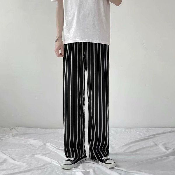 men's pants stripe casual men fashion business society mens dress korean loose suit wide-leg male trousers, Black
men's pants stripe casual men fashion business society mens dress korean loose suit wide-leg male trousers, Black