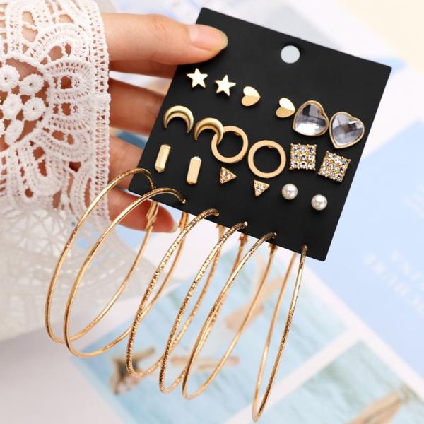 stud ladies punk earrings fashion jewelry geometric crystal heart triangle star moon big round circle set brincos, Golden;silver
stud ladies punk earrings fashion jewelry geometric crystal heart triangle star moon big round circle set brincos, Golden;silver