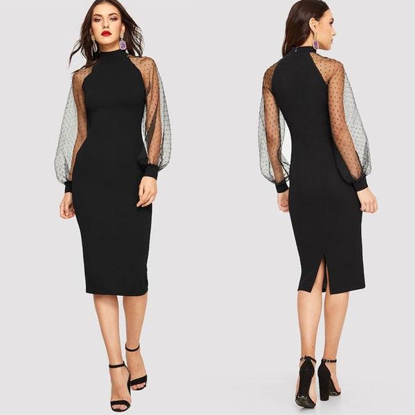 casual dresses jacquard contrast mesh lantern sleeve autumn dress slim pencil bodycon lady office spring party women, Black;gray
casual dresses jacquard contrast mesh lantern sleeve autumn dress slim pencil bodycon lady office spring party women, Black;gray