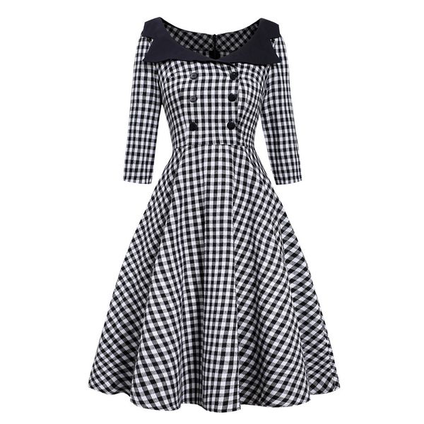 peter pan collar vintage wool plaid print party elegant button ol woolen winter dress women vestidos#j30, Black;gray
peter pan collar vintage wool plaid print party elegant button ol woolen winter dress women vestidos#j30, Black;gray