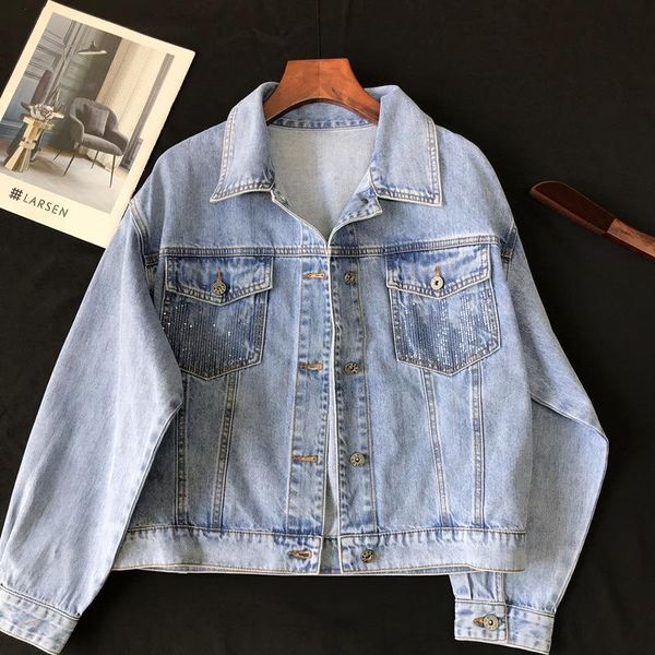 early spring slim simple atmosphere light blue sequin short denim jacket ja3001 women's jackets, Black;brown
early spring slim simple atmosphere light blue sequin short denim jacket ja3001 women's jackets, Black;brown