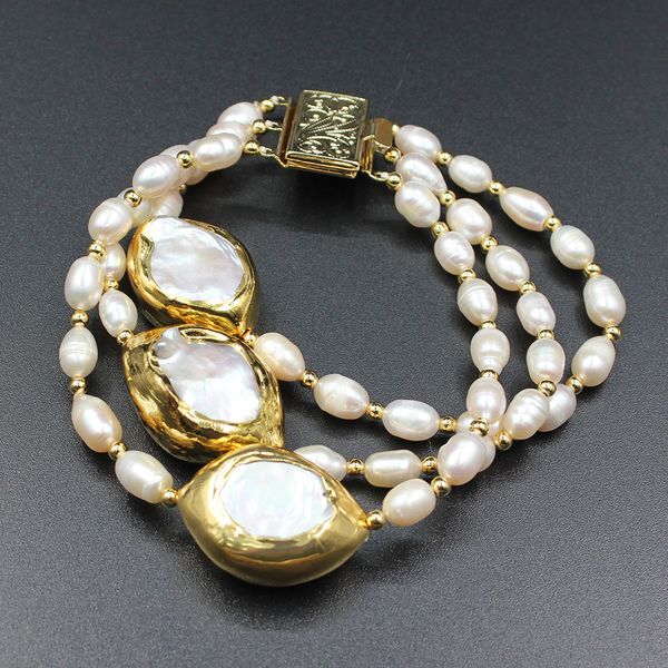 guaiguai jewelry 8'' 3 rows cultured freshwater white keshi pearl bracelet handmade classic wedding for women, Black
guaiguai jewelry 8'' 3 rows cultured freshwater white keshi pearl bracelet handmade classic wedding for women, Black