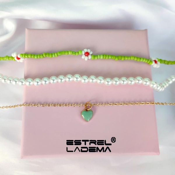 chains multilayer daisy flower pearl rice bead beaded necklaces for women girls green love heart clavicle chain necklace sweet jewelry, Silver 
chains multilayer daisy flower pearl rice bead beaded necklaces for women girls green love heart clavicle chain necklace sweet jewelry, Silver