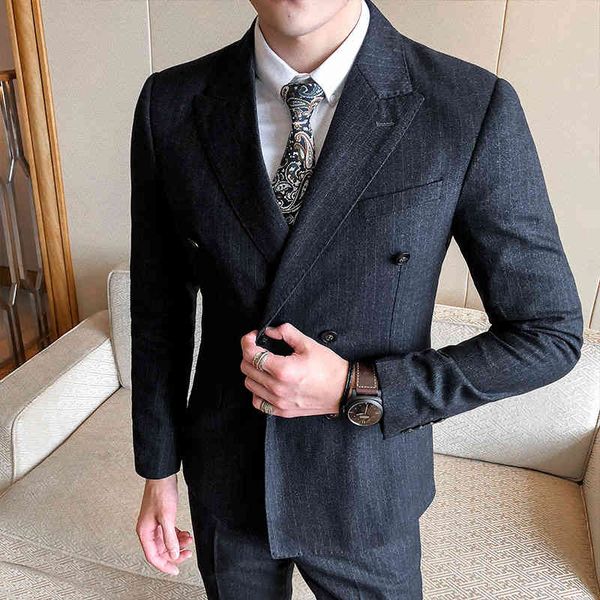 men's suits & blazers male double-breasted suit sets 2021 thin grey male navy stripe classic wedding 3-piece b9zs, White;black
men's suits & blazers male double-breasted suit sets 2021 thin grey male navy stripe classic wedding 3-piece b9zs, White;black