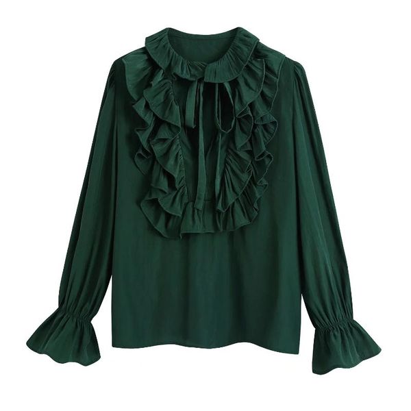 women's blouses & shirts elegant ruffle dark green blouse spring summer long sleeve pullover solid through chiffon women shirt tunic fe, White
women's blouses & shirts elegant ruffle dark green blouse spring summer long sleeve pullover solid through chiffon women shirt tunic fe, White