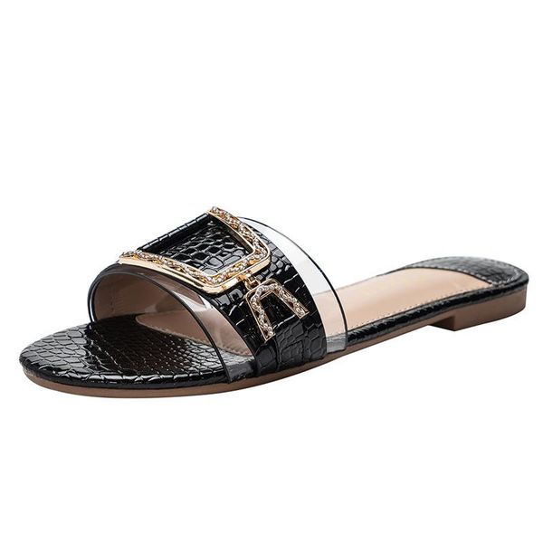 slippers 2021 women flat heel crystal buckle slides shoes summer outdoor beach sandals slipper female flip flop, Black
slippers 2021 women flat heel crystal buckle slides shoes summer outdoor beach sandals slipper female flip flop, Black