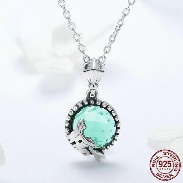 chains fashion necklace selling in europe and america mermaid love glass, Silver 
chains fashion necklace selling in europe and america mermaid love glass, Silver