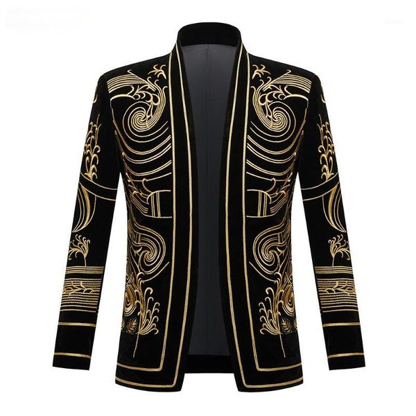 men's suits & blazers fashion sell suit jacket singer stage performance costume retro gold embroidery personalized men, White;black
men's suits & blazers fashion sell suit jacket singer stage performance costume retro gold embroidery personalized men, White;black