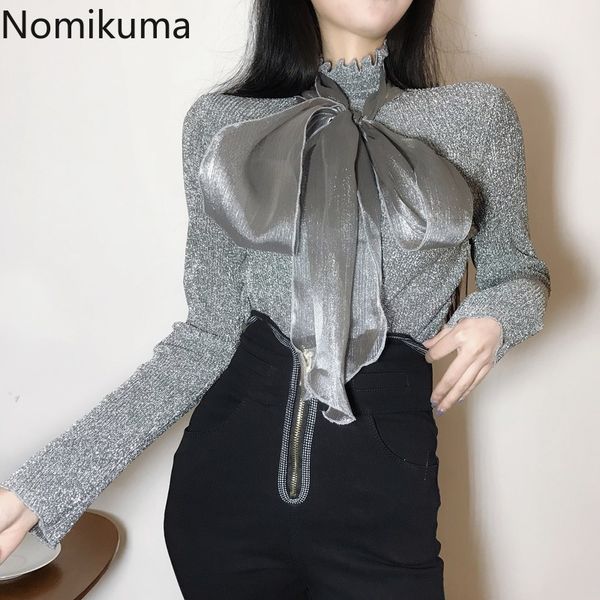nomikuma chic pullover shirts women bow lace up long sleeve slim blouse female bright silk elegant blusas mujer 3d531 210514, White
nomikuma chic pullover shirts women bow lace up long sleeve slim blouse female bright silk elegant blusas mujer 3d531 210514, White