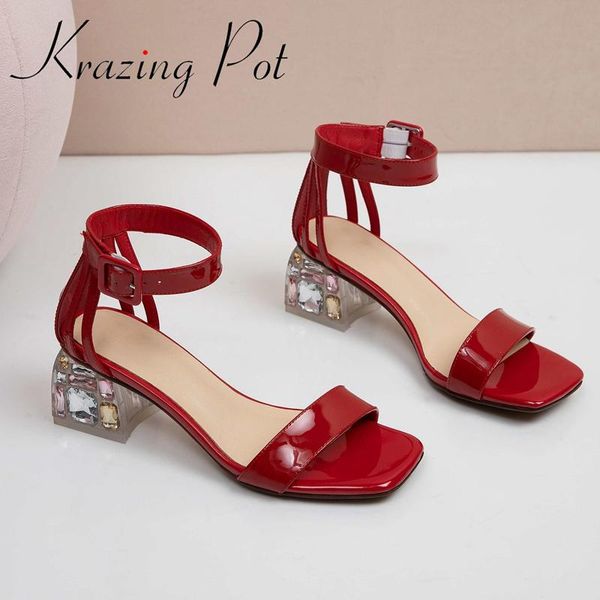 krazing pot large size genuine leather square toe high heels crystal heel sling back young lady buckle straps women sandals l21 dress shoes, Black
krazing pot large size genuine leather square toe high heels crystal heel sling back young lady buckle straps women sandals l21 dress shoes, Black