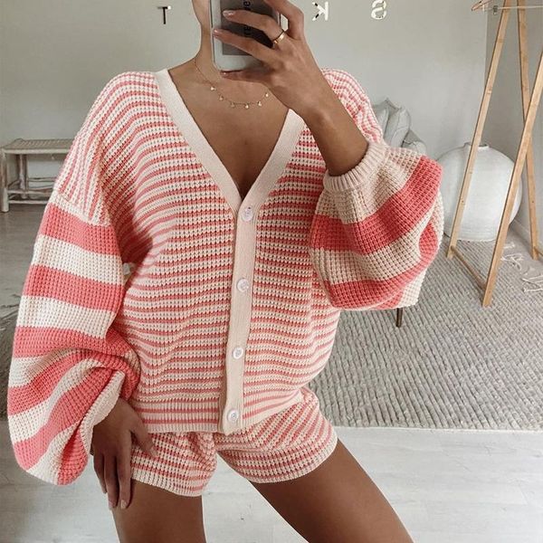 women's tracksuits women knitted cardigan clothes sets two pieces single breasted with shorts striped elegant autumn pinksets, Gray
women's tracksuits women knitted cardigan clothes sets two pieces single breasted with shorts striped elegant autumn pinksets, Gray