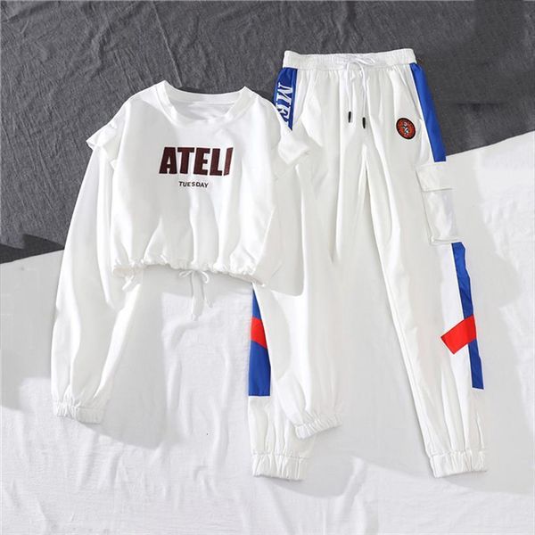 spring autumn high waist cargo womens pants loose bf sports harajuku 2 piece set joggers women with coat, Black;white
spring autumn high waist cargo womens pants loose bf sports harajuku 2 piece set joggers women with coat, Black;white