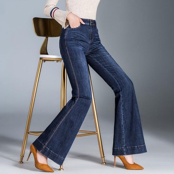 women's jeans fashion plus size cotton blend casual denim flare pants women full length autumn spring trousers female cok0803, Blue
women's jeans fashion plus size cotton blend casual denim flare pants women full length autumn spring trousers female cok0803, Blue