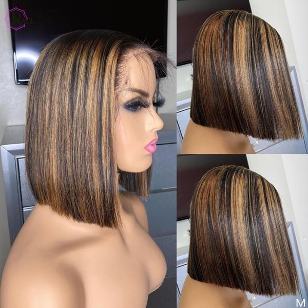 lace wigs rulinda highlight short bob front human hair pre plucked t-part ombre color brazilian remy, Black;brown
lace wigs rulinda highlight short bob front human hair pre plucked t-part ombre color brazilian remy, Black;brown