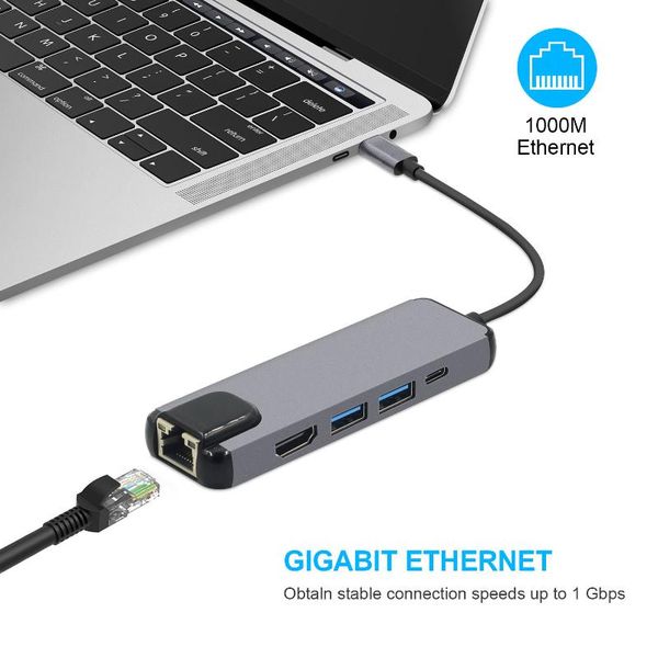 hubs five in one type-c hub to + gigabit ethernet port usb3.0 with pd charging dock 5 1
hubs five in one type-c hub to + gigabit ethernet port usb3.0 with pd charging dock 5 1
