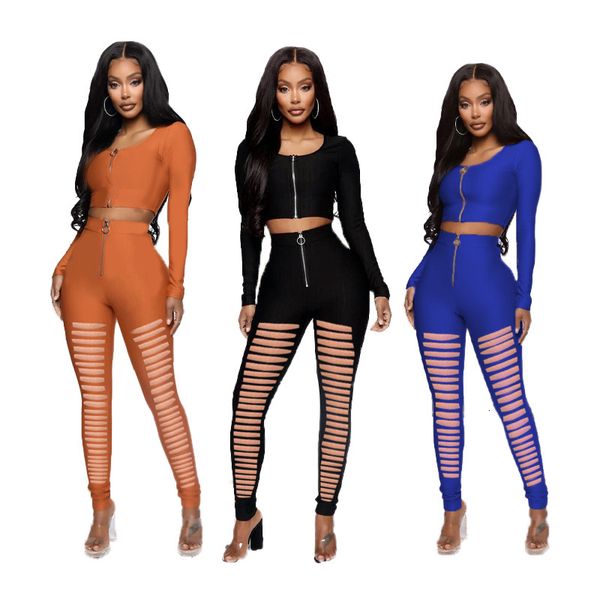 women's pants hole zipper womens designer outsuits spring autumn solid color slim long sleeve women two piece sets, White
women's pants hole zipper womens designer outsuits spring autumn solid color slim long sleeve women two piece sets, White
