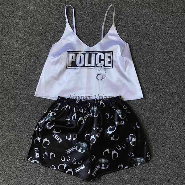 police print pajama sets pattern women sleepwear pajamas strap sleeveless set female summer night wear home suit, Black;red
police print pajama sets pattern women sleepwear pajamas strap sleeveless set female summer night wear home suit, Black;red