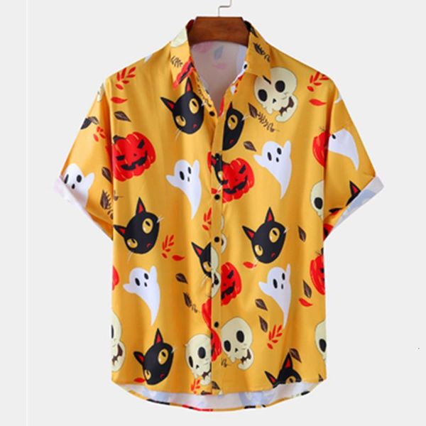 men's men oversized vintage summer hawaiian short sleeve shirt mens halloween beach casual shirts man hemd pumpkin printed wqx5, White;black 
men's men oversized vintage summer hawaiian short sleeve shirt mens halloween beach casual shirts man hemd pumpkin printed wqx5, White;black
