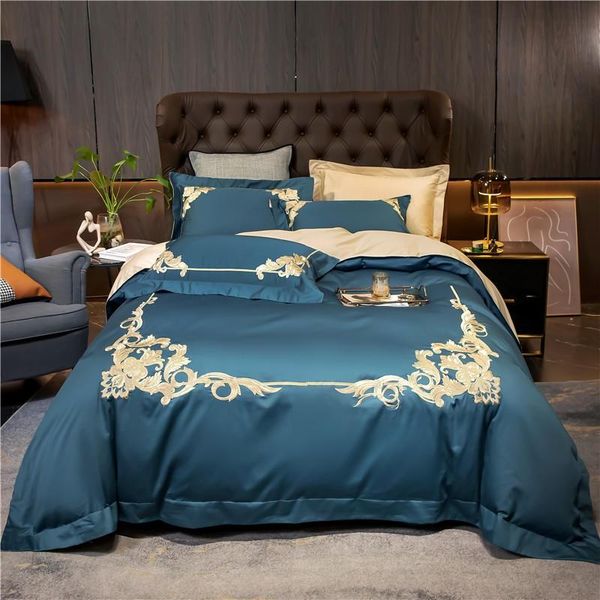 egyptian cotton duvet cover set silky soft  king solid peacock blue embroidery bedding(1duvet cover+1bed sheet+2pillowcase) bedding set 
egyptian cotton duvet cover set silky soft  king solid peacock blue embroidery bedding(1duvet cover+1bed sheet+2pillowcase) bedding set