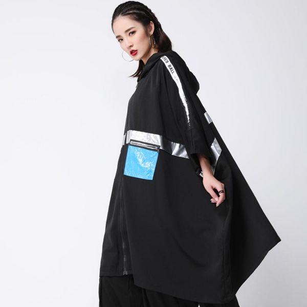 women's trench coats autumn and winter large size hooded long windbreaker solid color stitching bat sleeve coat loose pocket, Tan;black
women's trench coats autumn and winter large size hooded long windbreaker solid color stitching bat sleeve coat loose pocket, Tan;black