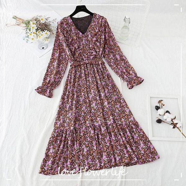 v-neck ruffle floral print women dress vintage high waist long sleeve elegant party midi dresses spring chiffon vestidos 210521, Black;gray
v-neck ruffle floral print women dress vintage high waist long sleeve elegant party midi dresses spring chiffon vestidos 210521, Black;gray