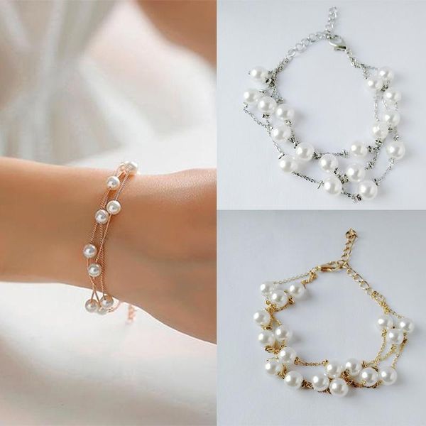 link, chain fashion multilayer pearl bracelet sweet simple jewelry decoration ladies, Black
link, chain fashion multilayer pearl bracelet sweet simple jewelry decoration ladies, Black